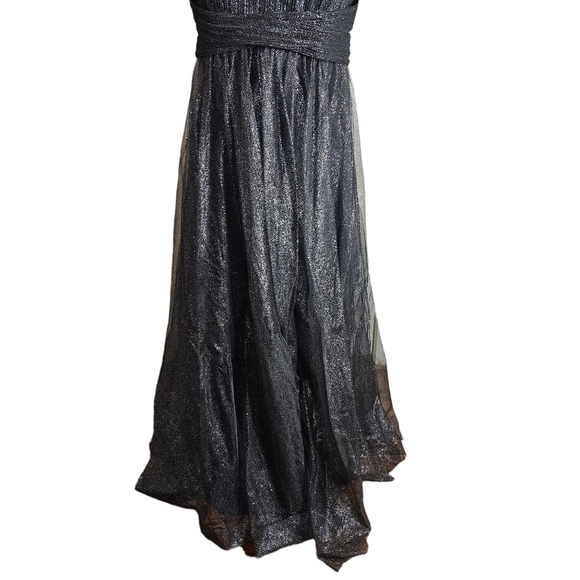 Ever Pretty Black Glittery Tulle Maxi Gown Size 4XL Spaghetti Strap Formal Dress - Picture 8 of 16